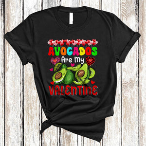MacnyStore - Avocados Are My Valentine, Colorful Valentine's Day Avocado Food Plaid Hearts, Family Group T-Shirt