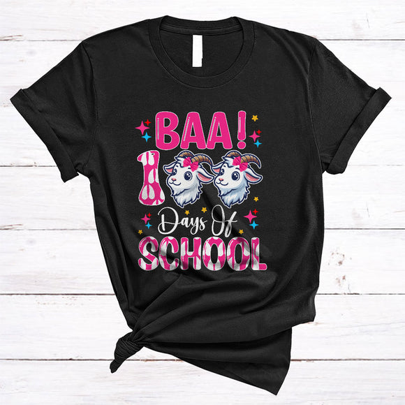 MacnyStore - Baa 100 Days Of School, Amazing 100th Day Of School Goat Lover, Student Teacher Farmer T-Shirt