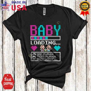 MacnyStore - Baby Loading Funny Cute Pregnancy Announcement Baby Dad Mom Matching Family Gamer Gaming T-Shirt