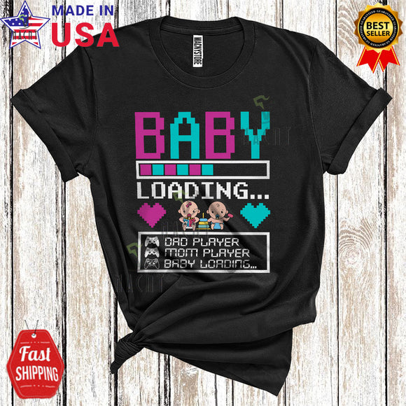 MacnyStore - Baby Loading Funny Cute Pregnancy Announcement Baby Dad Mom Matching Family Gamer Gaming T-Shirt