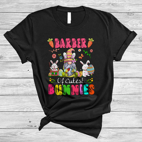 MacnyStore - Barber Of Cutest Bunnies, Lovely Easter Bunny Gnome Gnomies, Egg Hunting Group T-Shirt