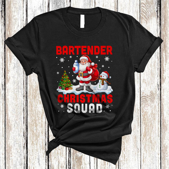 MacnyStore - Bartender Christmas Squad, Adorable Santa Bartender Lover, Pajamas Family X-mas Group T-Shirt