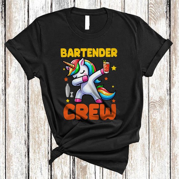 MacnyStore - Bartender Crew, Adorable Dabbing Unicorn Lover, Matching Friends Family Group T-Shirt