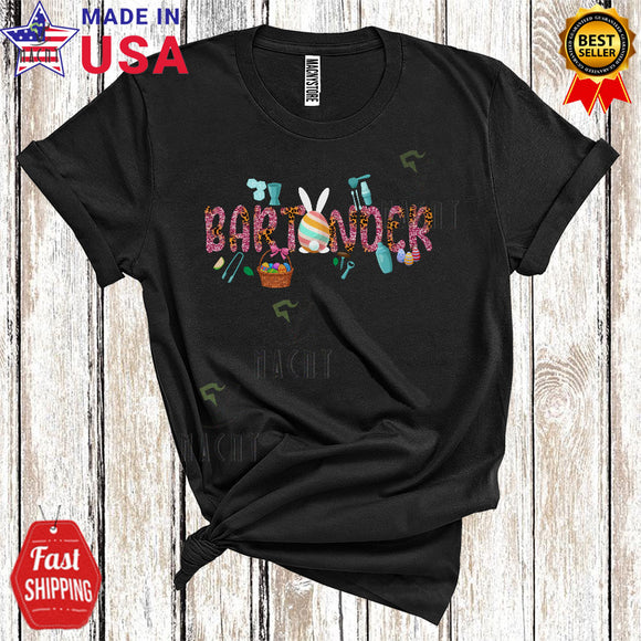 MacnyStore - Bartender Cute Cool Easter Day Leopard Bunny Egg Hunt Matching Bartender Group T-Shirt
