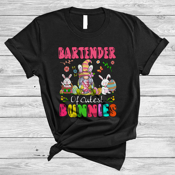 MacnyStore - Bartender Of Cutest Bunnies, Lovely Easter Bunny Gnome Gnomies, Egg Hunting Group T-Shirt