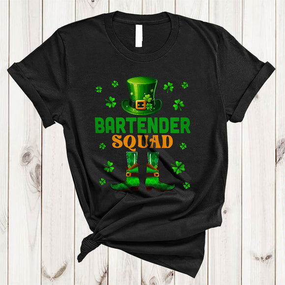MacnyStore - Bartender Squad, Amazing St. Patrick's Day Leprechaun Bartender, Shamrocks Family Group T-Shirt