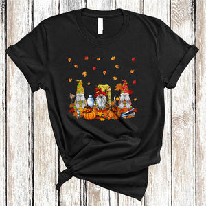 MacnyStore - Bartender Tools, Cute Bartender Three Gnomes, Thanksgiving Pumpkin Fall Leaves T-Shirt
