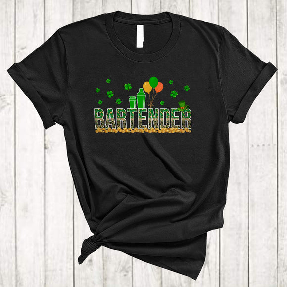 MacnyStore - Bartender, Awesome St. Patrick's Day Leopard Shamrocks, Matching Girls Women Family Group T-Shirt