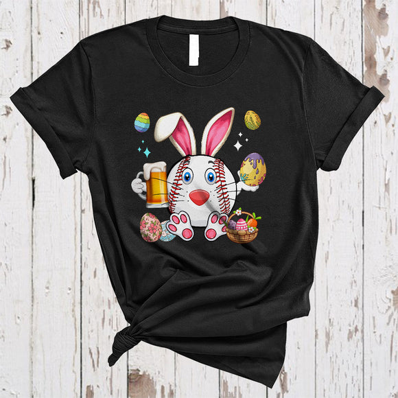 MacnyStore - Baseball Bunny Drinking Beer, Awesome Easter Baseball Sport Player Team, Drunker Group T-Shirt