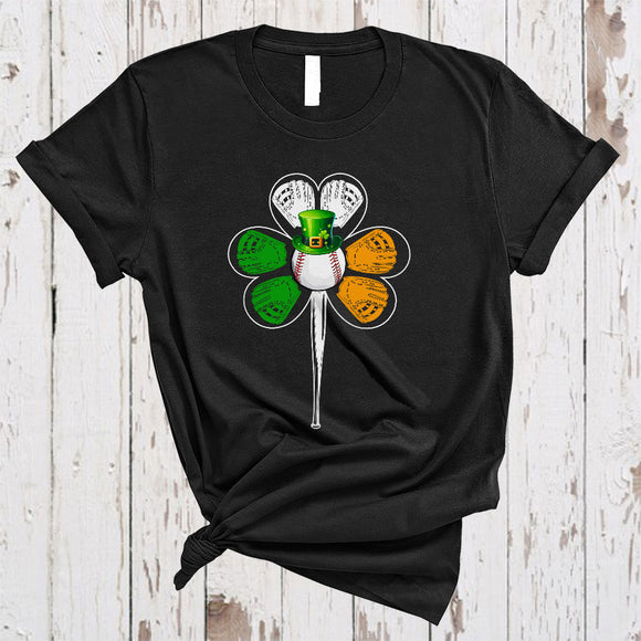 MacnyStore - Baseball Clover Leaf Irish Flag, Amazing St. Patrick's Day Shamrock Shape, Sport Player Team T-Shirt