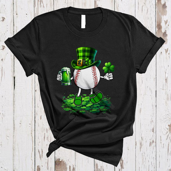 MacnyStore - Baseball Drinking Beer, Awesome St. Patrick's Day Baseball Sport Player Team, Drunker Group T-Shirt