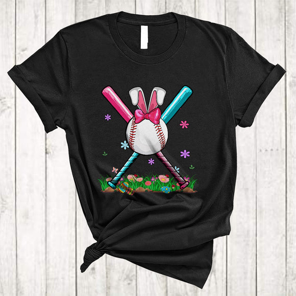 MacnyStore - Baseball Easter Bunny, Lovely Easter Day Flowers Baseball Player Lover, Matching Sport Team T-Shirt