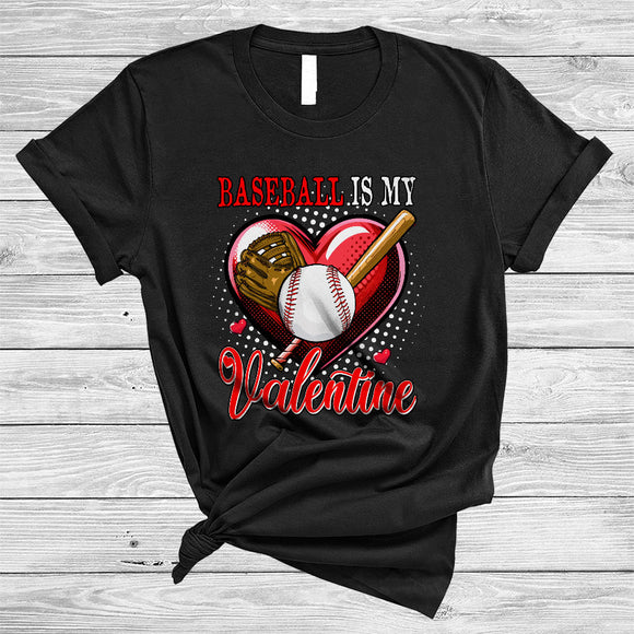 MacnyStore - Baseball Is My Valentine, Joyful Valentine's Day Basketball Player, Heart Shape Matching Sport Team T-Shirt