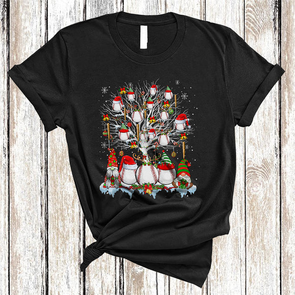 MacnyStore - Baseball On Christmas Tree, Amazing Christmas Baseball Squad, Matching Sport Player Team X-mas T-Shirt