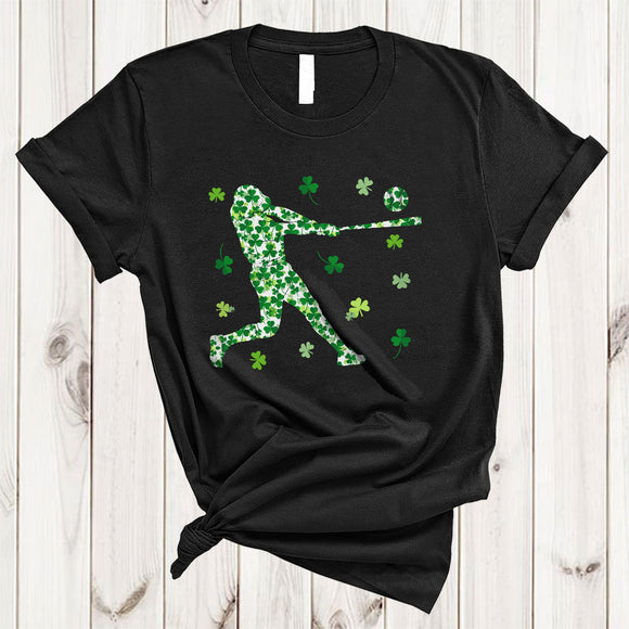 MacnyStore - Baseball Player Shamrock Shape, Amazing St. Patrick's Day Baseball Player Lover, Sport Team T-Shirt