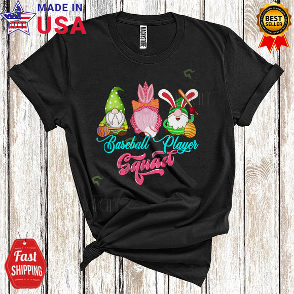 MacnyStore - Baseball Player Squad Cool Cute Easter Day Three Bunnies Hunting Eggs Sport Group T-Shirt