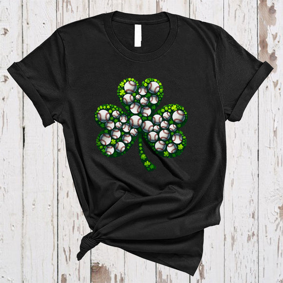 MacnyStore - Baseball Shamrock Shape, Awesome St. Patrick's Day Baseball Player Lover, Lucky Family Group T-Shirt