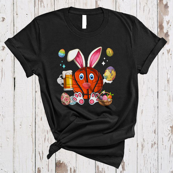 MacnyStore - Basketball Bunny Drinking Beer, Awesome Easter Basketball Sport Player Team, Drunker Group T-Shirt