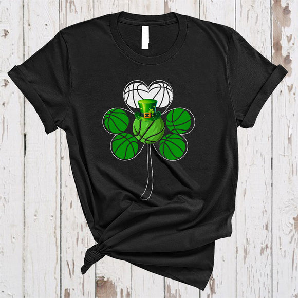 MacnyStore - Basketball Clover Leaf Irish Flag, Amazing St. Patrick's Day Shamrock Shape, Sport Player Team T-Shirt