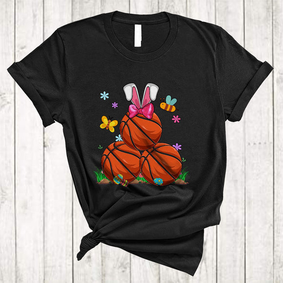 MacnyStore - Basketball Easter Bunny, Lovely Easter Day Flowers Basketball Player Lover, Matching Sport Team T-Shirt