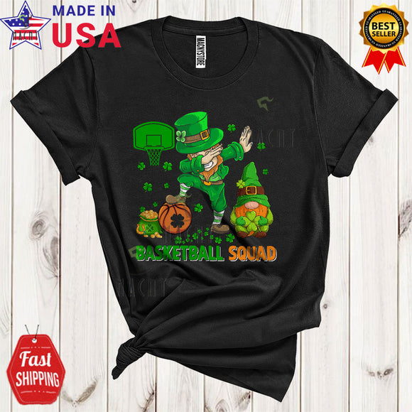 MacnyStore - Basketball Squad Cool Cute St. Patrick's Day Leopard Shamrock Irish Rainbow Leprechaun Sport Team T-Shirt