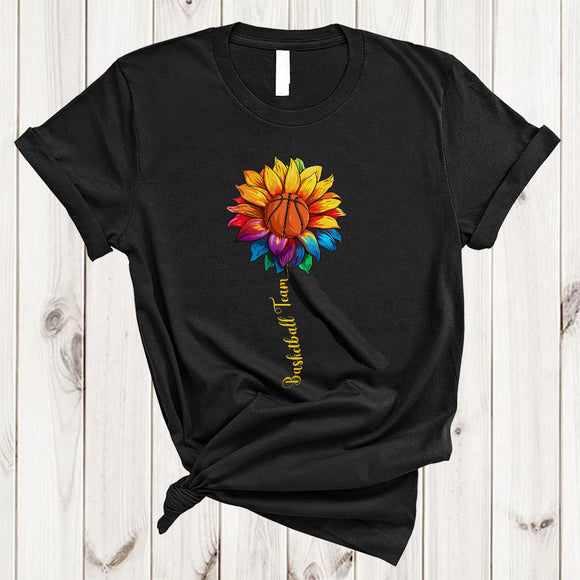 MacnyStore - Basketball Team, Joyful Cute Basketball Player Sunflower, Flower Matching Sport Player Group T-Shirt