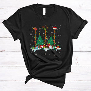 MacnyStore - Bassoon With X-mas Tree, Colorful Christmas Musical Instruments Player, X-mas Snow Around T-Shirt