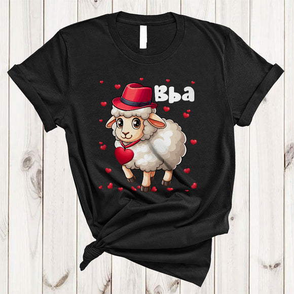 MacnyStore - Bba, Lovely Valentine's Day Hearts Sheep Lover, Farmer Farm Animal Lover Matching Couple T-Shirt
