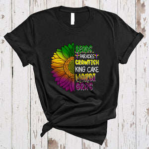 MacnyStore - Beads Parades King Cake, Awesome Mardi Gras Beads Mask, Sunflower Parades Team Group T-Shirt