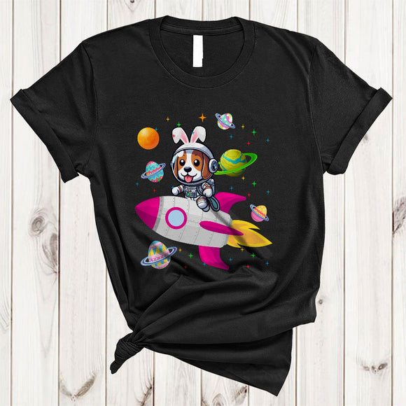 MacnyStore - Beagle Bunny Astronaut With Easter Egg Basket, Lovely Easter Space, Egg Hunt Group T-Shirt