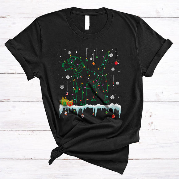 MacnyStore - Beagle Christmas Lights Shape, Lovely X-mas Tree Snow Around, Matching Family Group T-Shirt