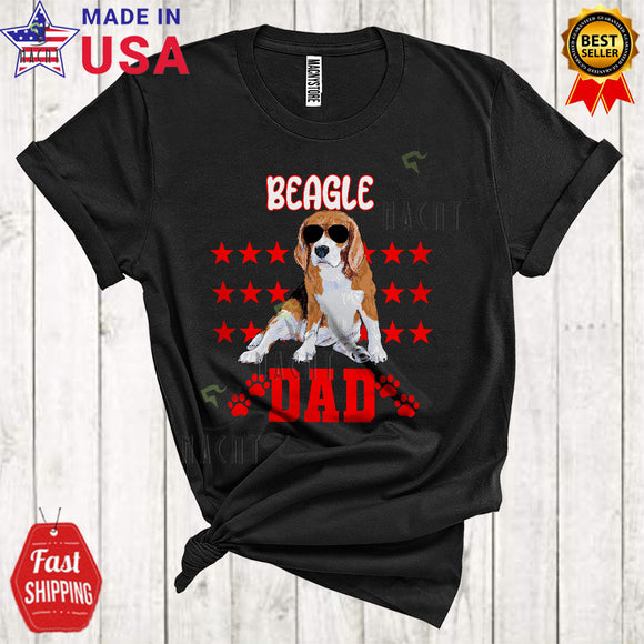 MacnyStore - Beagle Dad Cute Cool Father's Day Family Stars Dog Paws Matching Dog Owner Lover T-Shirt