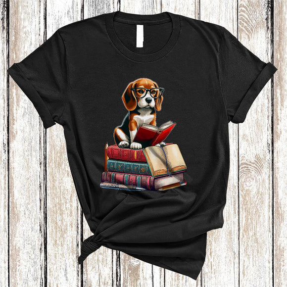 MacnyStore - Beagle Reading Book, Adorable Animal Lover, Book Nerd Readers Reading Librarian Group T-Shirt
