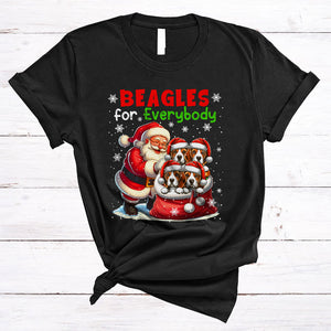 MacnyStore - Beagles For Everybody, Joyful Christmas Beagle In Santa Bag, X-mas Family Group T-Shirt