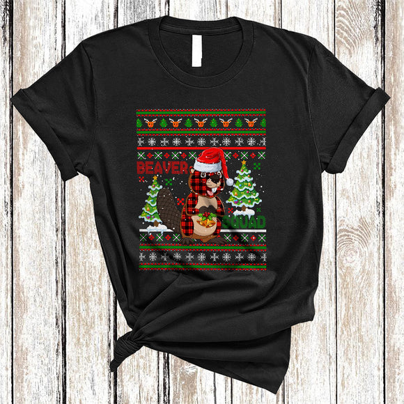 MacnyStore - Beaver Squad, Colorful Cute Christmas Group Sweater Beaver, X-mas Santa Beaver Animal Lover T-Shirt
