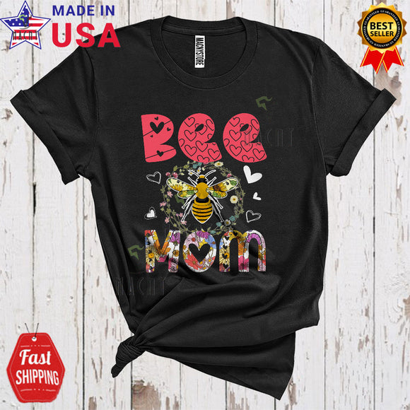 MacnyStore - Bee Mom Funny Happy Mother's Day Family Group Flowers Circle Floral Bee Lover T-Shirt