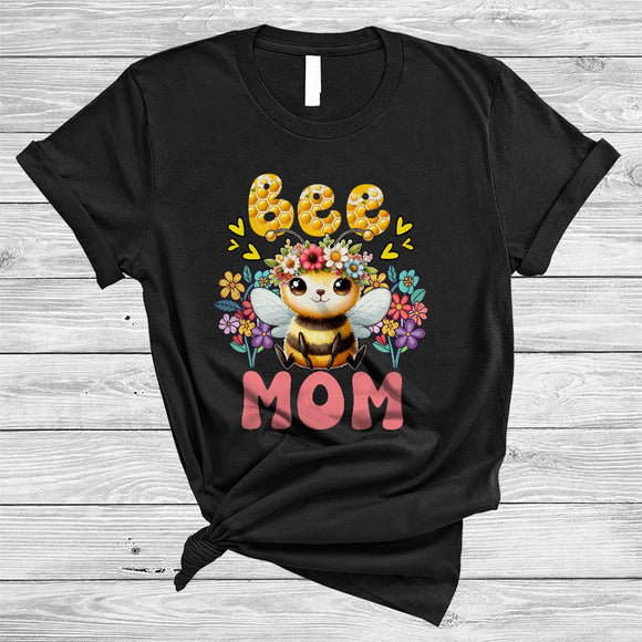 MacnyStore - Bee Mom, Happy Mother's Day Bee Lover Floral Flowers, Matching Women Family Group T-Shirt
