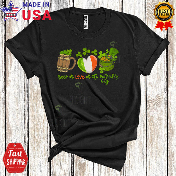 MacnyStore - Beer Love St. Patrick's Day Funny Cool St. Patrick's Day Irish Shamrock Drunk Drinking Lover Beer T-Shirt
