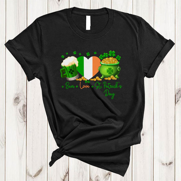 MacnyStore - Beer Love St. Patrick's Day, Amazing St. Patrick's Day Beer Heart Shape, Drinking Drunker Lover T-Shirt