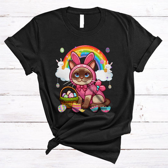 MacnyStore - Bengal Cat In Easter Bunny Cosplay, Amazing Easter Day Hunting Eggs Rainbow, Family Group T-Shirt