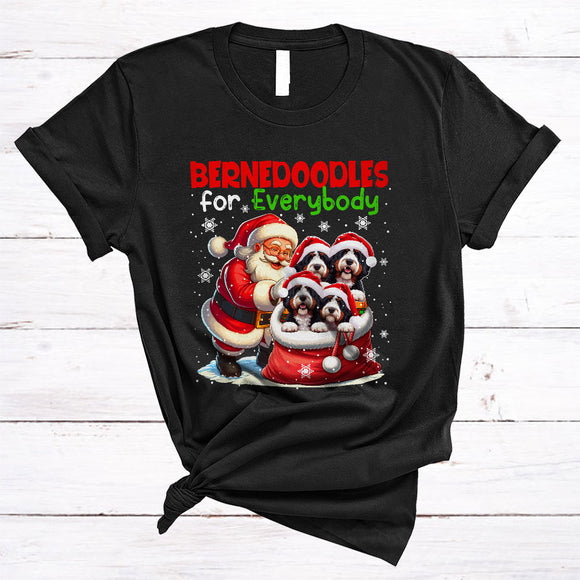MacnyStore - Bernedoodles For Everybody, Joyful Christmas Bernedoodle In Santa Bag, X-mas Family Group T-Shirt