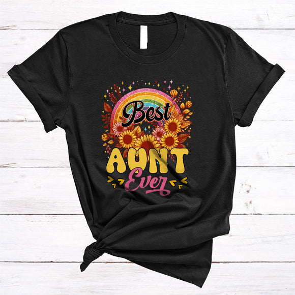 MacnyStore - Best Aunt Ever, Amazing Mother's Day Sunflowers Rainbow Lover, Matching Family Group T-Shirt