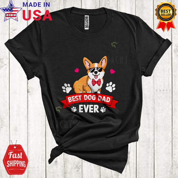 MacnyStore - Best Dog Dad Ever Cool Matching Father's Day Corgi Wearing Sunglasses Family Lover T-Shirt