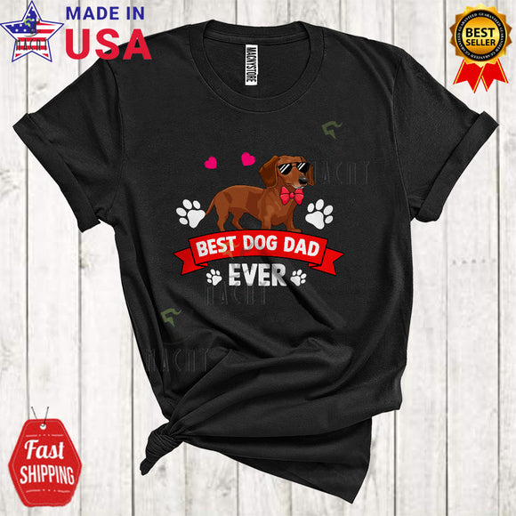 MacnyStore - Best Dog Dad Ever Cool Matching Father's Day Dachshund Wearing Sunglasses Family Lover T-Shirt