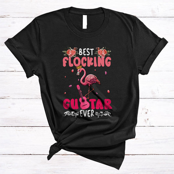 MacnyStore - Best Flocking Guitar Ever, Adorable Easter Day Flamingo Lover, Floral Flowers Family Group T-Shirt