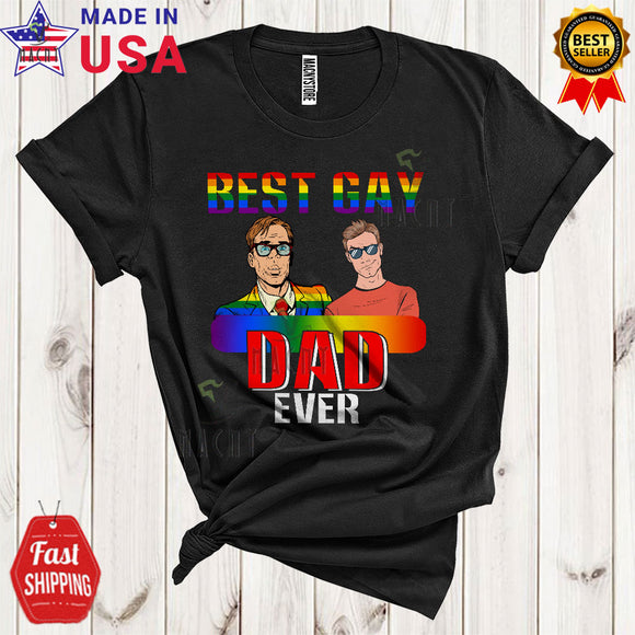 MacnyStore - Best Gay Dad Ever Cool Happy Father's Day LGBTQ Gay Parents Matching Family Group T-Shirt