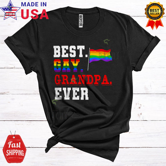 MacnyStore - Best Gay Grandpa Ever Cool Cute LGBTQ Pride Gay Flag Lover Matching Family Group T-Shirt