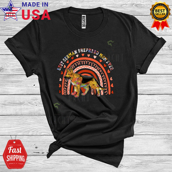 MacnyStore - Best German Shepherd Mom Ever Cute Cool Mother's Day Matching Family Floral Rainbow T-Shirt