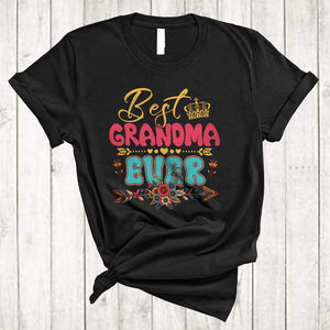 MacnyStore - Best Grandma Ever, Amazing Mother's Day Floral Flowers Lover, Matching Family Group T-Shirt