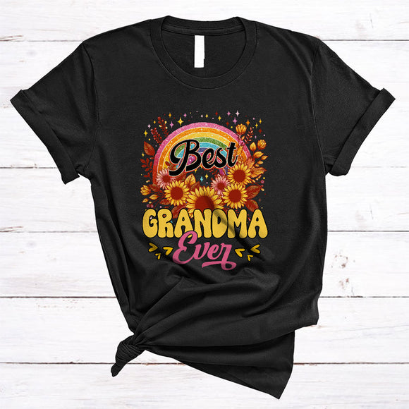 MacnyStore - Best Grandma Ever, Amazing Mother's Day Sunflowers Rainbow Lover, Matching Family Group T-Shirt